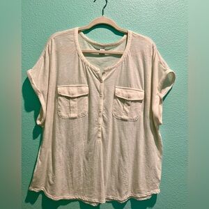 Old Navy Women's Light Cream Button-Down Shirt